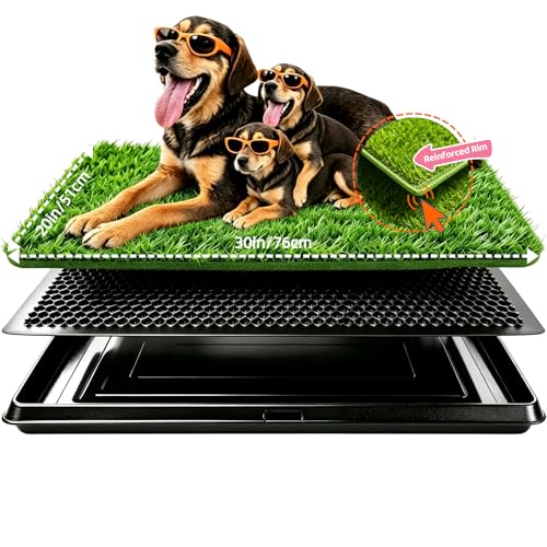 Dog Grass Pad with Tray, 30''X20'' Large Artificial Turf Potty, Reusable Puppy Pee Pads for Dogs, Portable Dog Litter Box for Indoor/Outdoor Potty Training Toilet