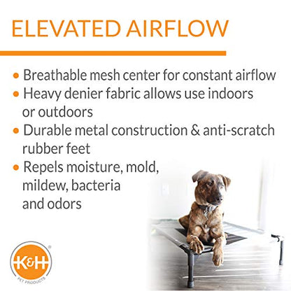 K&H Pet Products Original Pet Cot Elevated Dog Bed & Cot Canopy, Chocolate/Black Mesh, Gray
