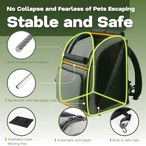 Premium Dog & Cat Carrier Backpack for Travel, Hiking & Vet Visits - Solid Durable Pet Backpack with Breathable Mesh, Safety Strap, Anti-Anxiety Curtain & Storage Pockets (Gray) - color: Gray