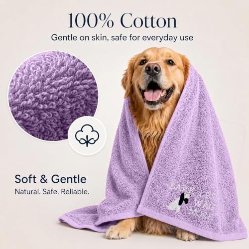 DAN RIVER Dog Towel - Pack of 1, 100% Cotton, 20x40, Ultra Soft 450 GSM, Super Absorbent & Quick Drying Towel for Dogs, Cats, and Other Pets, Crocus Petal. - color: Crocus Petal