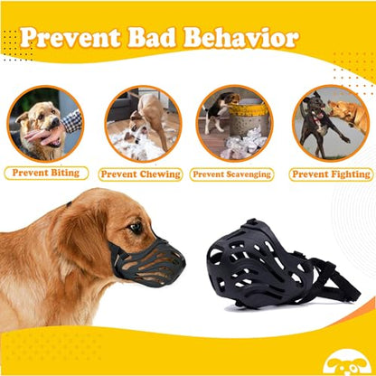 PetnBeyond Silicone Basket Dog Muzzle - for Small, Medium, and Large Dogs - Soft Cage Muzzle to Prevent Biting, Chewing, and Barking - for Grooming, Training - Breathable Humane (Large) - size: Large