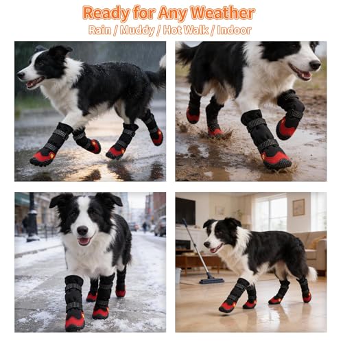 Dog Boots for Winter Snow & Hiking, Black, Size 3 | Waterproof High Top, Adjustable Reflective Straps, Anti-Slip Paw Protection, For Snow & Hiking, Small to Large Dogs - size: 3 (Width 1.97 inch) for 36-43 lbs