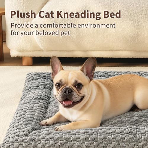 SOMAHE Cat & Dog Bed Mat, Soft Plush Flat Cat Bed with Non-Slip Bottom, 1.2" Thick All-Season Kneading Cushion, Machine Washable Pet Bed for Cats & Small Dogs 20×27Inch, Grey - color: Grey, size: 27"L x 20"W x 1.2"Th