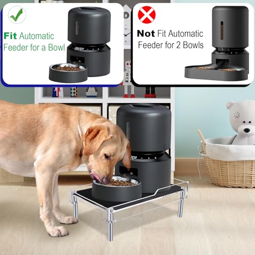 Beautyflier Raised Dog Feeder Stand Elevated Holder for Automatic Cat & Dog Feeders Pet Water Bowl Dispenser Stand Adjustable Fits Small Jugs Holds 5KG, Black (Holder ONLY) - color: Clear