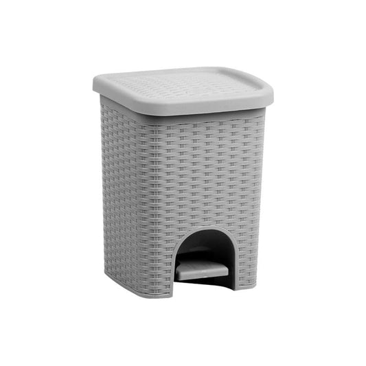 Superio Mini 6L Step Pedal Trash Can - Wicker Design, Hidden Mechanism, Durable Plastic, Ideal for Desktop, Countertop, Pet Waste/Dog Poop - Grey - color: Grey