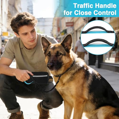 Hands-Free Dog Leash, Large (25-120 lbs), Black | Zippered Storage Pouch, Double Padded Handles, Heavy-Duty Bungee Cord, Ideal for Walking, Jogging & Running