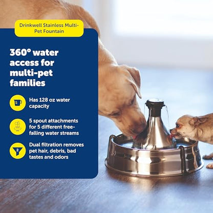 PetSafe Drinkwell Stainless Multi-Pet Fountain, red, 8 lb (PWW00-13705)