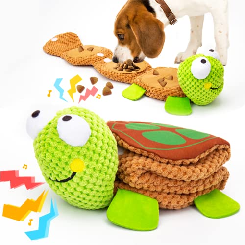 lilfrd Dog Puzzle Toys - Enrichment Squeaky Crinkle Snuffle Treat Dispensing Smart Dog Toys for Boredom and Stimulating, Durable Plush Toys for Large Medium Small Breed - Turtle - style: Turtle