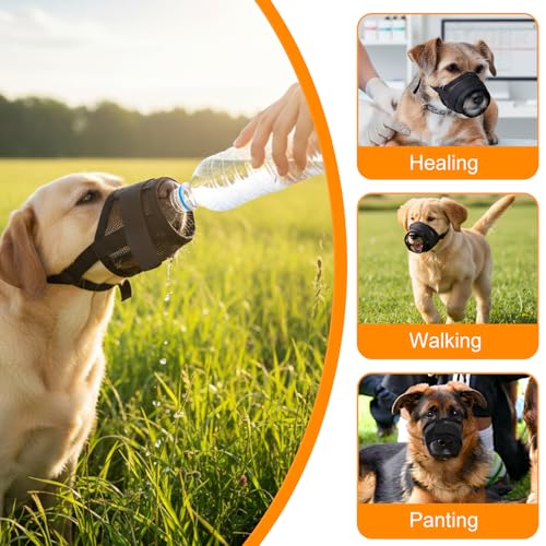 Dimeho Dog Muzzle Set for Small Medium Large Dogs, Breathable Mesh Guard Anti-Biting Chewing Mesh Muzzle with Adjustable Strap for Grooming Walking Vet Visiting Chewing Protection(9 PCS)