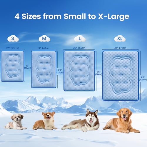 Dog Cooling Mat, Thick Cooling Mat for Extra Large Dogs with PCM & Thermochromic Tech, Dual-Sided Durable Waterproof Cool Dog Bed Mat, Q-Max>0.5, Machine Washable, Non-Toxic - XL(31" x 43") - size: X-Large
