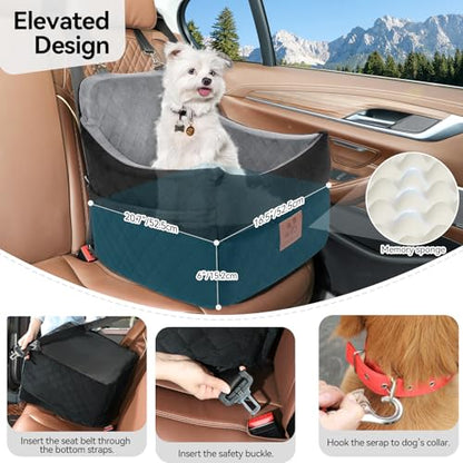 GL GLENSLAVE Dog Car Seat for Small/Medium Dogs, Dog Booster Car Seats with Thick Cushion for Dogs Under 35lbs, Detachable Washable Pet Carseat with Storage Pockets, 2 Safety Belts(Black/Grey) - color: Black/Grey