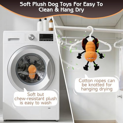 Yipetor Squeaky Dog Toy, [Cockroach Gent] Soft Plush Puppy Toys for Anxiety Relief, Durable Cotton Rope Teeth Clean Interactive Dog Toy to Keep Medium Small Dog Busy - Boredom Dogs Best Birthday Gift - color: Cockroach