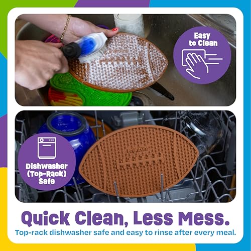 Brightkins Football Lick Mat, Food Rubber Mat and Snuffle Pet Supplies, Enrichment Puppy Pads Essentials Products, Anxiety Relief Items, Interactive Dog Toys (Pack of 2) - size: Pack of 2