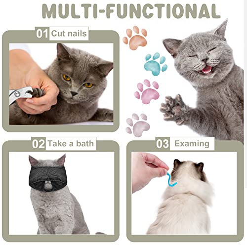 9 Pcs Cat Bathing Bag Set Cat Shower Bag Anti Bite and Scratch for Pet Grooming Washing Brush Comb Muzzle Nail Clipper Nail File Tick Tool(Blue, Gray) - color: Blue, Gray