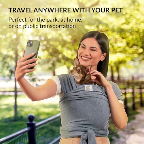 Cat Sling Carrier for Small Pets – Anti-Anxiety Cat Sling, Kitten Pouch – Pet Sling in Gray Black Blue Green Pink Yellow (Gray, Standard) - color: Gray, size: Standard