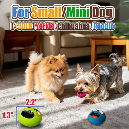 Dog Squeaky Toys for Small Dogs - Assorted Latex Rubber Puppy Squeaky Dog Balls Flat, Smile Face Interactive Fetch Dog Toys with Squeaker, Floating Pet Toys for Indoor & Outdoor Play, 4 Pack