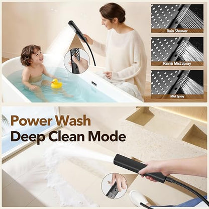 JDO High Pressure Rain Shower Head with Handheld Spray Matte Black, 7 Modes Dual Shower Head Combo, 10 Inch Rainfall Showerhead Detachable, Power Wash for Bathroom Cleaning - color: Matte Black