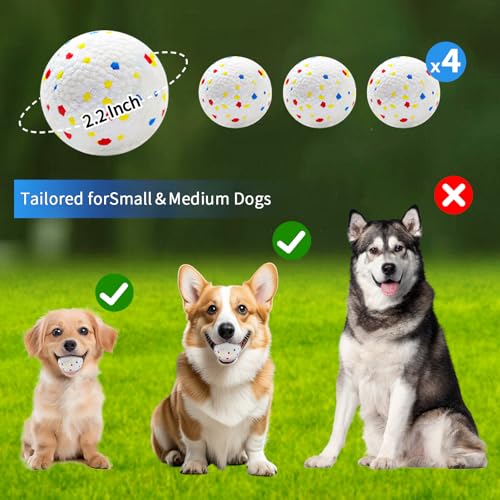 MEKAPLE Automatic Dog Ball Launcher with Barking Function, Auto+Manual Mode Interactive Dog Fetch Toy with 4 Adjustable Distances, Dog Balls Thrower for Small & Medium Dogs, with 4 Durable ETPU Balls - color: White and Blue