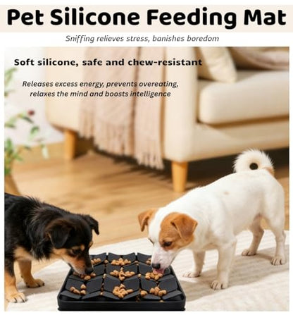 Pet Silicone Snuffle Mat Dog Feeding Mat Non-Slip Slow Feeder Puzzle Mat No Hurt for Dog's Nose for Smell Training Slow Eating (Blue) - color: Blue