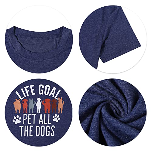 Dog Mom T-Shirt for Women - Pet Lover Shirt With Funny Saying Letter Print - All The Dogs Dog Mama Tee Top - color: Dark-blue, size: XX-Large