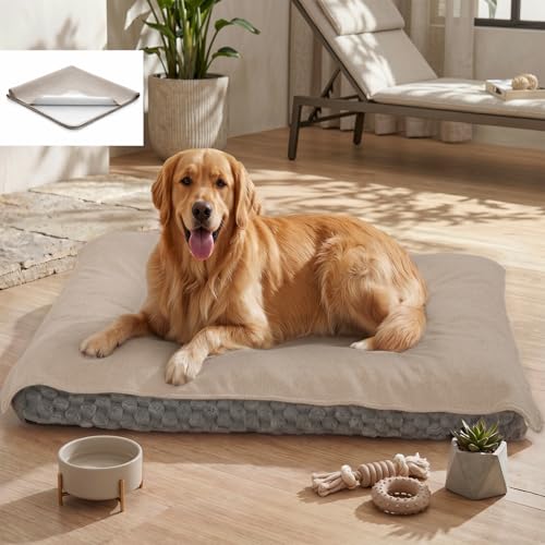 MontVoo Washable Dog Bed Cover, Absorbent Quick Dry Pet Bed Sheet, Easy Hair Removal Couch Covers for Dogs/Cats, 32x45 Inches, Waterproof PU Backing Dog Bed Mat for Car Seat, Crate, Cover Only, Beige - color: Beige, size: 32"x45"