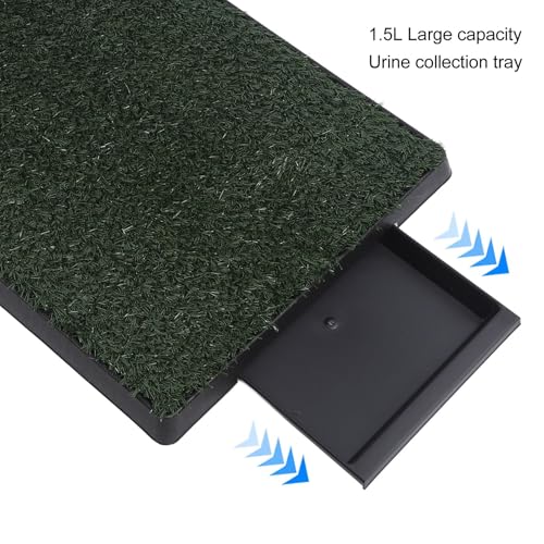 Dog Grass Pee Pads, Reusable Artificial Grass Potty Tray with 3 - Layer Drainage System, Easy to Clean Indoor Puppy Training Mat for Small Dogs, Includes Baffle and Tray (S) - size: S