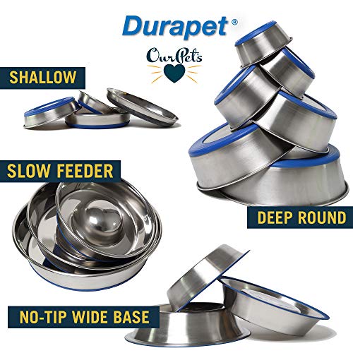 OurPet's DuraPet Premium Dishwasher Safe Stainless Steel Dog Bowl for Food or Water [Multiple Sizes for Small to Large Dogs] Extra Large (11 Cups) - size: 11 Cups
