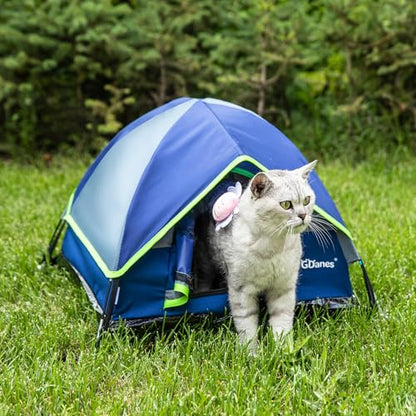 GDanes Blue Cat Tent, Large Cave Bed for Indoor Cats and Small Dogs with Soft Pad - 22" x 22" x 16" - color: Blue