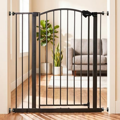 Regalo Easy Step Extra Tall Arched Décor Walk Thru Baby Gate, Includes 4-Inch Extension Kit, 4 Pack Pressure Mount Kit and 4 Pack Wall Mount Kit, Bronze, 36-Inches Tall (Pack of 1) - color: Black - 30-35"w X 36"h