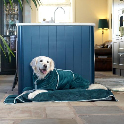 Lucky Pooch® Dog Robe - Luxurious Dog Bathrobe - Ultra Absorbent Dries Your Dogs in Minutes! Double-Layer, Super Soft Towel and Bath Robe All in One (M, Teal) - color: Teal, size: M