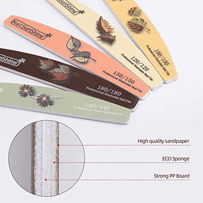 25 Pieces Nail Files and Buffers Mixed Grit, 100/120/150/180/240 Grits Reusable Emery Boards for Acrylic Files and Natural Nails - size: 25 Count (Mixed Grit)