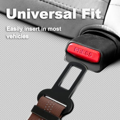 Plutus Pet Dog Seat Belt for Car, Adjustable Dog Car Harness with Carabiner Clip, Reflective Safety Dog Seatbelt Leash with Elastic Bungee, Chocolate - color: Chocolate