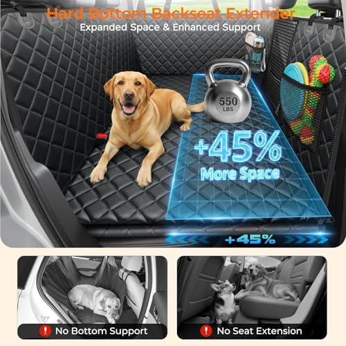 URPOWER 2026 Upgraded Dog Back Seat Extender for Full Size Crew Cab Truck - Large Hard Bottom Dog Car Seat Cover Holds 550lbs, Waterproof Dog Hammock Pet Bed with High-Density Foam Non-Slip - color: Black, size: XL - Full Size Crew Cab Truck