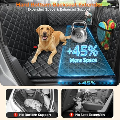 URPOWER 2026 Upgraded Dog Back Seat Extender for Full Size Crew Cab Truck - Large Hard Bottom Dog Car Seat Cover Holds 550lbs, Waterproof Dog Hammock Pet Bed with High-Density Foam Non-Slip - color: Black, size: XL - Full Size Crew Cab Truck