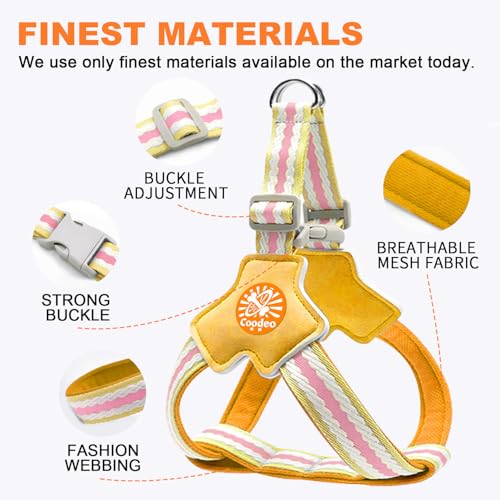 COODEO Anti-Pull Dog Harness with Reflective Strips & Breathable Padding & Anti-Escape Design, Quick Adjustable Dogs Training & Walking (Yellow, XS) - color: Yellow, size: XS