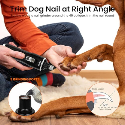 Tife Dog Nail Grinder,2 Speed Electric Rechargeable Dog Nail Trimmer,Quiet and Low-Vibration Pet Nail Grinder,Painless Dog&Cat Grooming Supplies for Large Medium Small Pets - color: Black-525