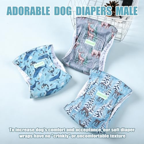 wegreeco Washable Male Dog Belly Band (Stylish Pattern) - Pack of 3 - Dog Diapers Male - Washable Male Dog Belly Wrap (Dolphins, X-Small) - color: Dolphins, size: X-Small (Pack of 3)