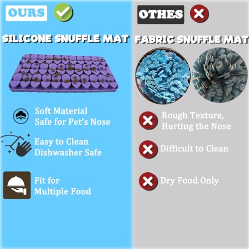 Silicone Snuffle Mat for Dogs Slow Feeder Lick Mat with Suction Cups Dogs Sniff Mat Dogs & Cats Entertainment Toys for Boredom(Purple) - color: Purple