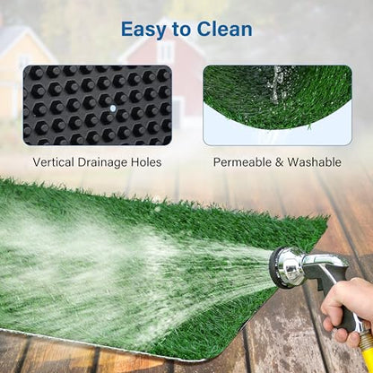 FluffyDream Artificial Grass for Dog Potty – 20x25 inch,Strong Absorbency Grass Pad, Dog Grass Pad with Tray, Dog Potty Training Pad, Dog Litter Box with Grass (20""x30"" X2), Green - size: 20"x30" X2