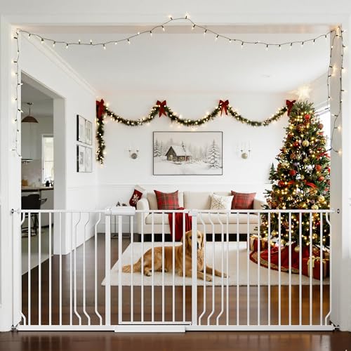 Baby Gate Extra Wide Fits 71.65-85.82 inch Wide Opening - Dog Pet Gates for Doorways Stairs No Drilling Pressure Mounted - Large Child Safety Gate Indoor Outdoor White - color: White, size: 71.65"-85.82"