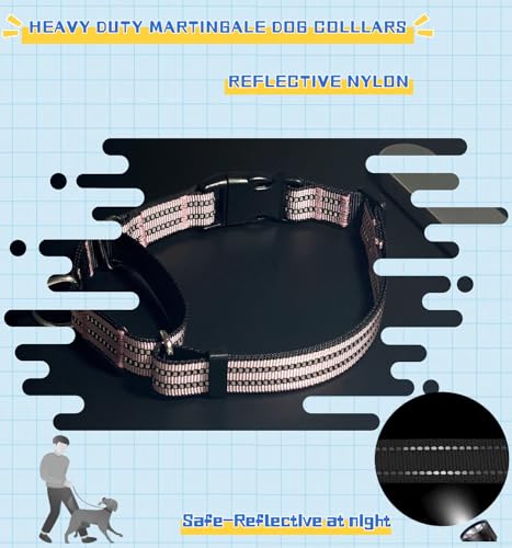 Martingale Dog Collars with Quick Release Buckle, Heavy Duty Nylon Reflective Dog Collar, NO Pull Walking Training Collar for Large, Medium, Small Dogs (Pink, Small) - color: Pink, size: Small