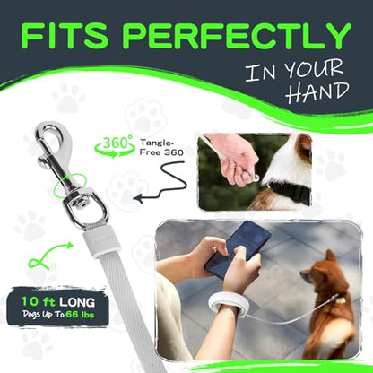 UFO Retractable Dog Leash Hands Free Wearable Laisse Chien with Poop Bag Holder One-Handed Brake Pause Lock 360° Tangle Free 10 ft Strong Nylon Tape Dog Leash for Up to 66lbs Medium Small Dogs - color: Green
