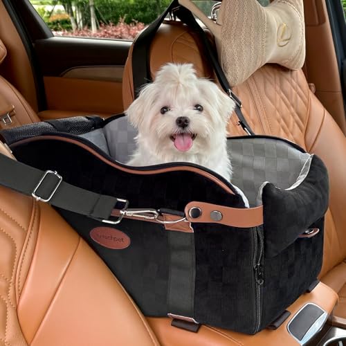 Woochpet Small Dog Car Seat, Auto Booster for Pet Travel, Portable Carrier Bed with Safety Leash Up to 9 lbs - size: Small