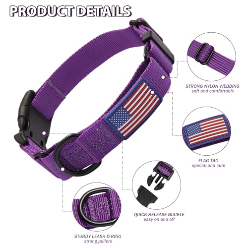 Martingale Dog Collar Quick Release Buckle No Pull Reflective Non-Slip for Medium Large Dogs Training (Purple, Medium) - color: Purple, size: Medium (Pack of 1)