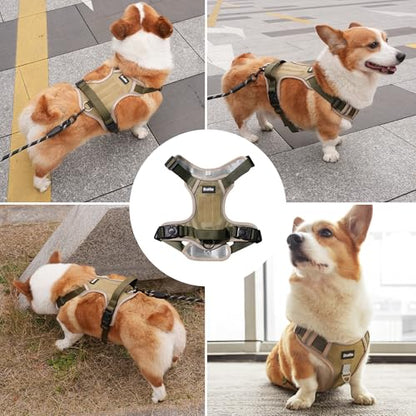 Small Dog Harness, Heavy Duty Tactical No-Pull Reflective Harness & Collar Set — Secure, No Choke, Easy On and Off Pet Vest, Adjustable Dog Vest with Breathable Padded for Walking Hiking Training - size: Small