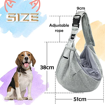 NATUYA Pet Dog Sling Carrier - Breathable Mesh Travel Safe Sling Bag Carrier for Dogs Cats-Hands Free Pet Bag-Buckle net Pocket pet Bag (Grey) - color: Grey