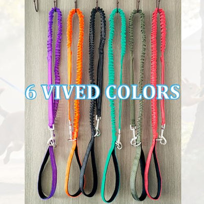 WYuZe 4-5.5 FT Bungee Dog Leash, Reflective Shock Absorbing Elastic Nylon Leash with Comfortable Handle, for Strong Puppy/Medium Dogs Anti-Pull Training Walking (Purple, 3/4"-Wide) - color: Purple