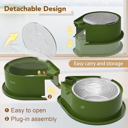 Newget Stainless Steel Dog Bowl Set with Lids, 304 Metal Dual Food & Water Bowls for Dogs & Cats, Large Capacity Pet Feeder with Cover Keeps Food Fresh, Anti-Skid Dog Dish for Small/Medium/Large Pets - color: Green