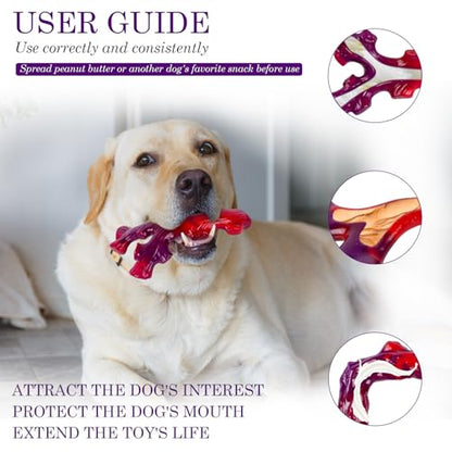 Frienhund 3 Pack Indestructible Dog Chew Bones for Aggressive Chewers - Heavy Duty Long Lasting Chew Toys for Large Dogs, Nylon Teeth Cleaning Toys - color: Red-3-Pack