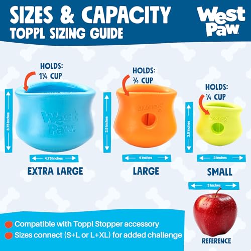 WEST PAW Zogoflex Toppl Interactive Treat Dispensing Puzzle Dog Toy for Mental Stimulation & Enrichment-Holds Kibble & Treats-Lickable, Freezable & Dishwasher Safe-Made in USA-Small-Cardinal Red - color: Cardinal, size: Small